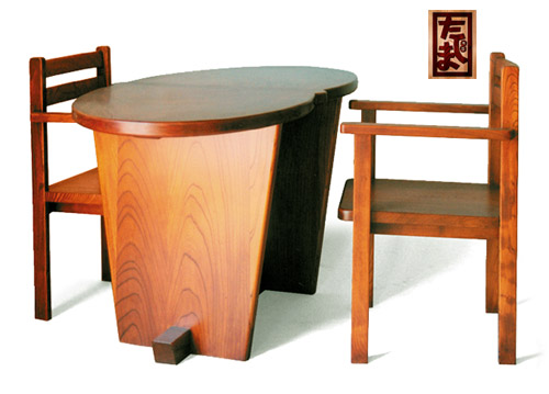 ケヤキ 蝶型テーブル セット